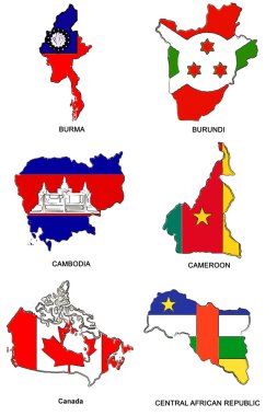 World flag map stylized sketches 06 clipart