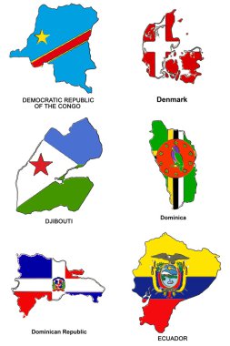 World flag map stylized sketches 09 clipart