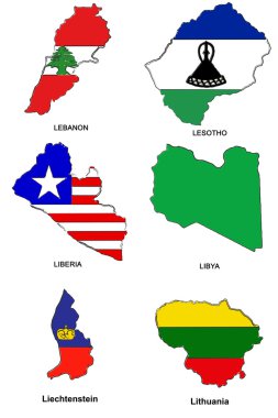World flag map stylized sketches 18 clipart