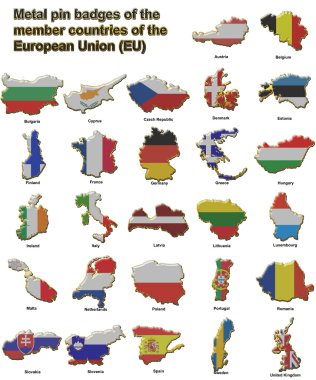 EU countries metal pin badges clipart