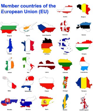 EU countries flag maps clipart