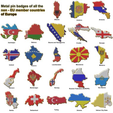 Non EU european countries metal badges clipart