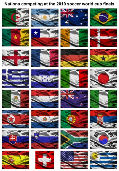 2010 world cup tyg flaggor — Stockfoto