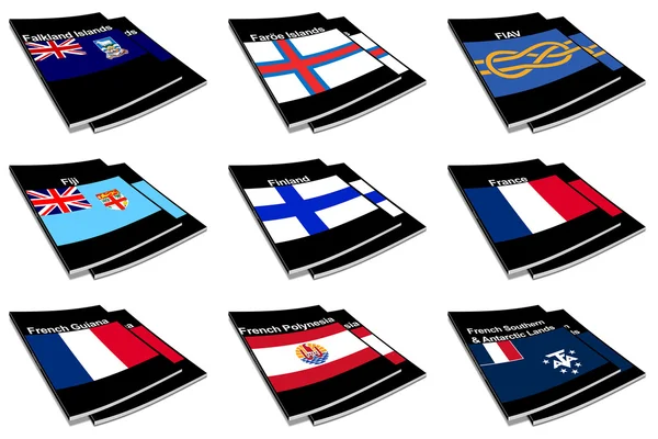 Colección de libros Bandera del Mundo 10 — Foto de Stock