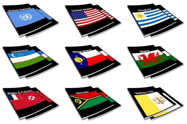 Sbírka knih vlajky světa 30 — Stock fotografie