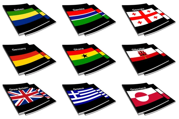 Världen flagga boksamling 11 — Stockfoto