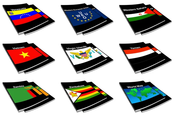 Sbírka knih vlajky světa 31 — Stock fotografie