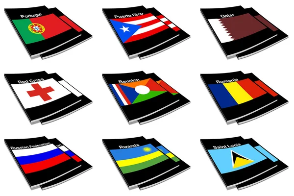 Sbírka knih vlajky světa 23 — Stock fotografie