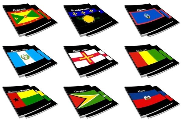 Sbírka knih vlajky světa 12 — Stock fotografie