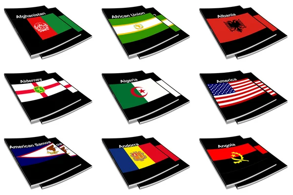 Sbírka knih vlajky světa 01 — Stock fotografie