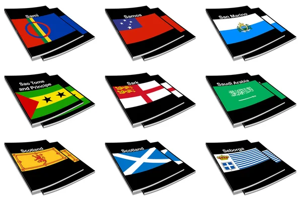 Sbírka knih vlajky světa 24 — Stock fotografie