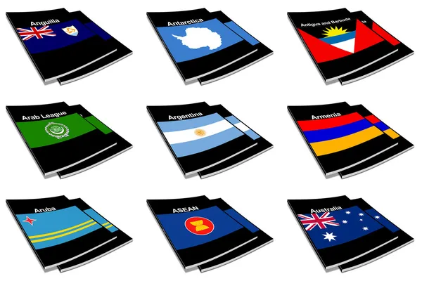 Världen flagga boksamling 02 — Stockfoto