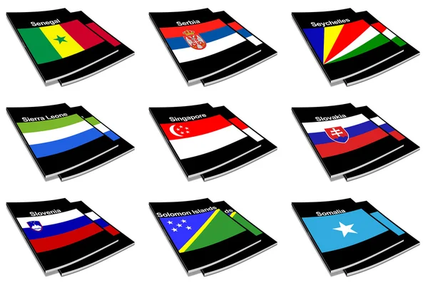 Wereld vlag boekencollectie 25 — Stockfoto