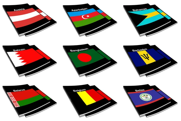 Coleção de livros de bandeira mundial 03 — Fotografia de Stock