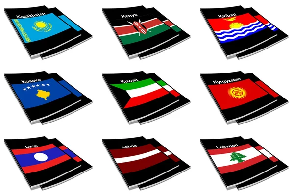 Världen flagga boksamling 15 — Stockfoto