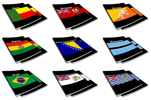 Collezione libro bandiera mondiale 04 — Foto Stock