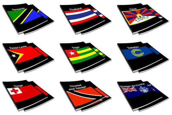 Världen flagga boksamling 28 — Stockfoto