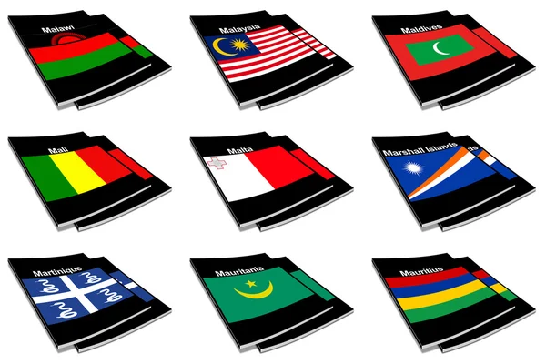 Coleção de livros de bandeira mundial 17 — Fotografia de Stock