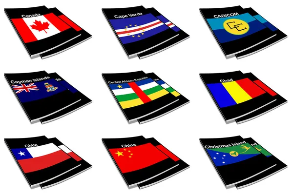 Coleção de livros de bandeira mundial 06 — Fotografia de Stock
