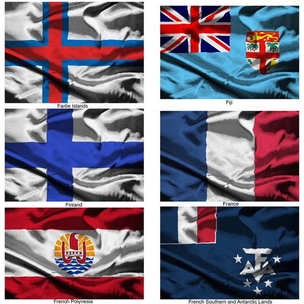 Colección de banderas de mundo de tela 13 — Foto de Stock
