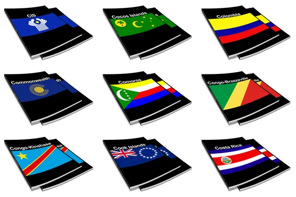 Wereld vlag boekencollectie 07 — Stockfoto