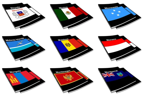 Sbírka knih vlajky světa 18 — Stock fotografie