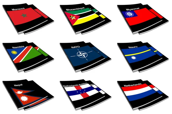 Wereld vlag boekencollectie 19 — Stockfoto