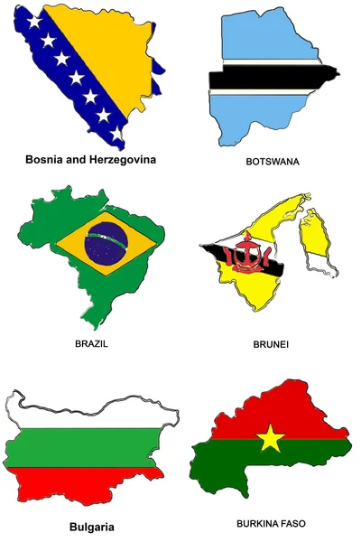 Vlajky světa mapa stylizované náčrtky 05 — Stock fotografie