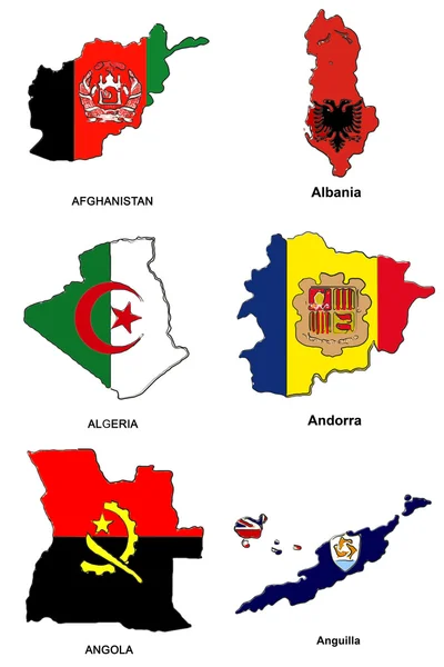 Mapa de la bandera del mundo bocetos estilizados 01 —  Fotos de Stock