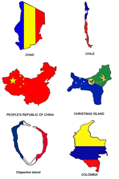Світова карта прапорів стилізовані ескізи 07 — стокове фото