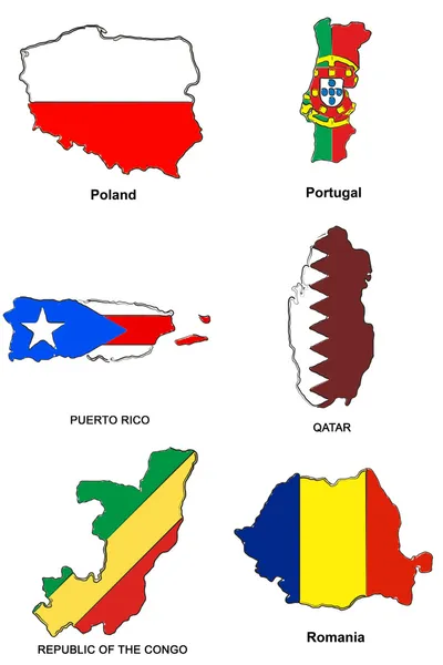 Світова карта прапорів стилізовані ескізи 26 — стокове фото