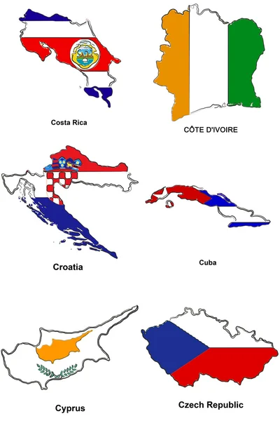 세계 국기 지도 양식된 스케치 08 — 스톡 사진