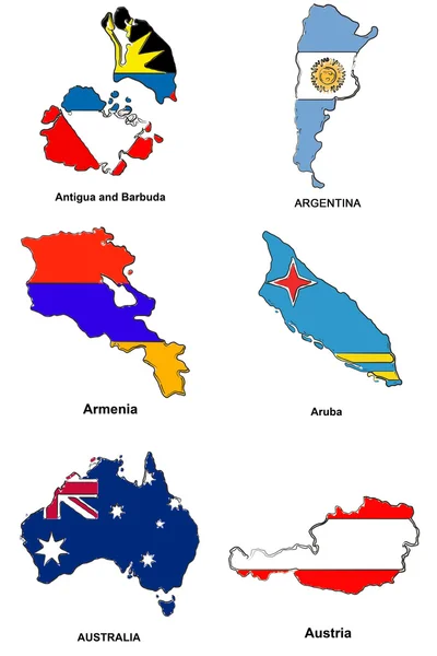 Світова карта прапорів стилізовані ескізи 02 — стокове фото
