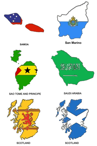 Världen flagga karta stiliserade skisser 28 — Stockfoto
