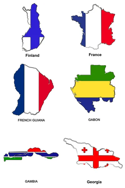 Vlajky světa mapa stylizované náčrtky 11 — Stock fotografie