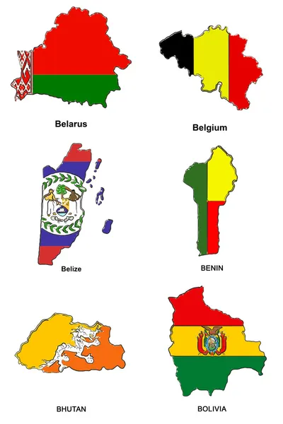World flag map stylized sketches 04 — Stock Photo, Image
