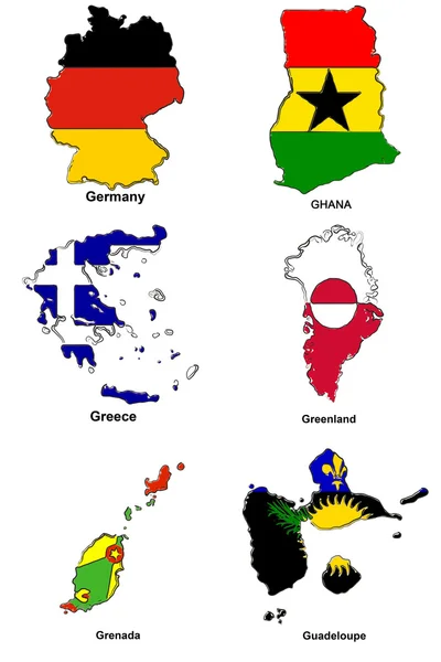 Mapa da bandeira do mundo esboços estilizados 12 — Fotografia de Stock