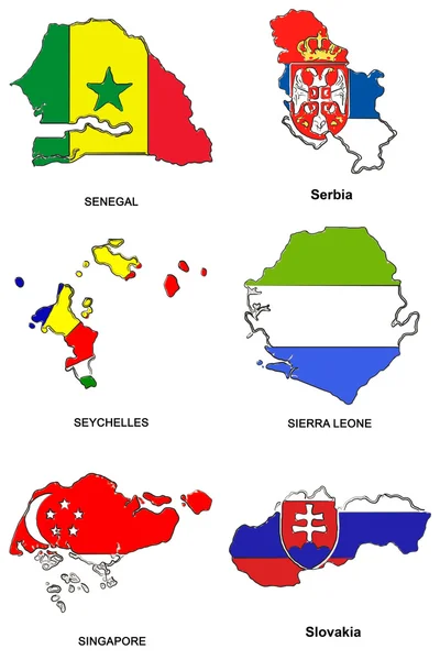 Vlajky světa mapa stylizované náčrtky 29 — Stock fotografie