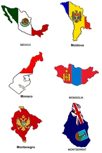 Mapa de la bandera del mundo bocetos estilizados 21 — Foto de Stock