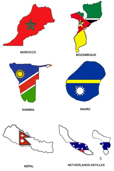 Mapa da bandeira do mundo esboços estilizados 22 — Fotografia de Stock