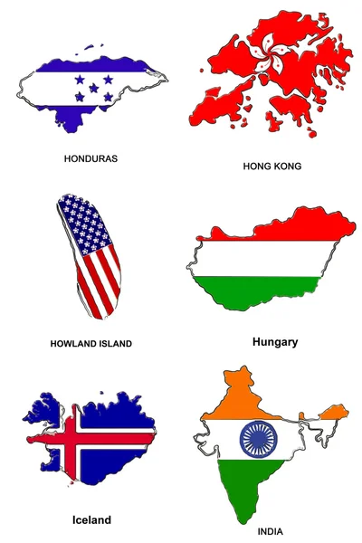 Mapa de la bandera del mundo bocetos estilizados 14 —  Fotos de Stock