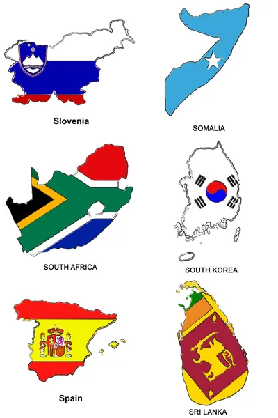 Flaga świata mapa stylizowane szkice 30 — Zdjęcie stockowe
