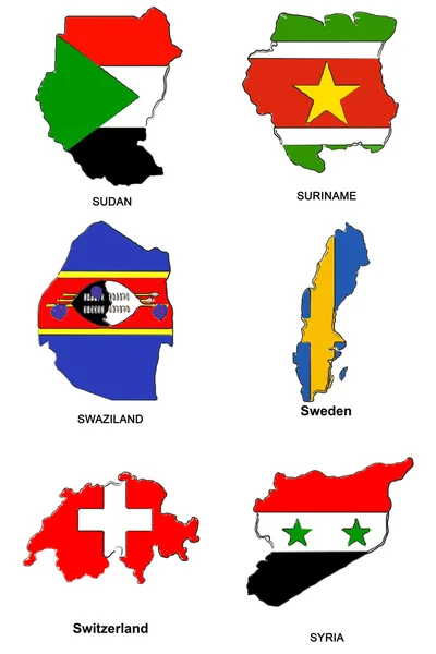Vlajky světa mapa stylizované náčrtky 31 — Stock fotografie