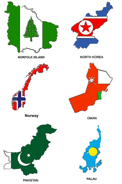 Vlajky světa mapa stylizované náčrtky 24 — Stock fotografie
