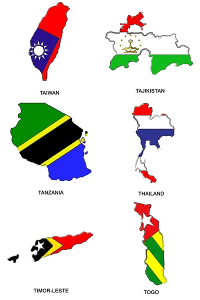 세계 국기 지도 양식된 스케치 32 — 스톡 사진