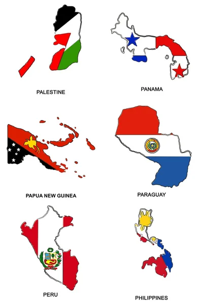 Σημαία του παγκόσμιου χάρτη στυλιζαρισμένη σκίτσα 25 — Φωτογραφία Αρχείου