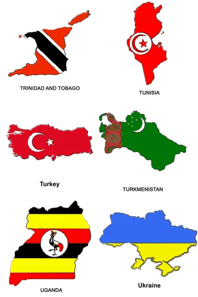Mapa de la bandera del mundo bocetos estilizados 33 — Foto de Stock