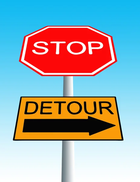 Stop roadsign with detour sign — Stock Photo, Image