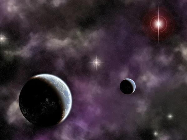 Planetas gêmeos com nebulosa — Fotografia de Stock