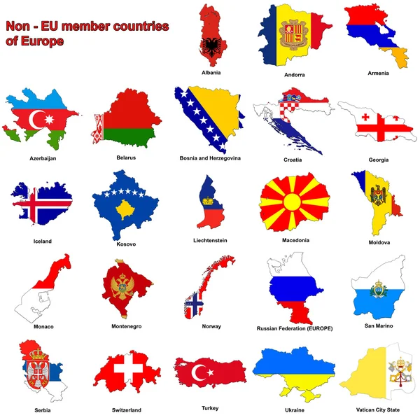 Non - eu země vlajka mapy — Stock fotografie